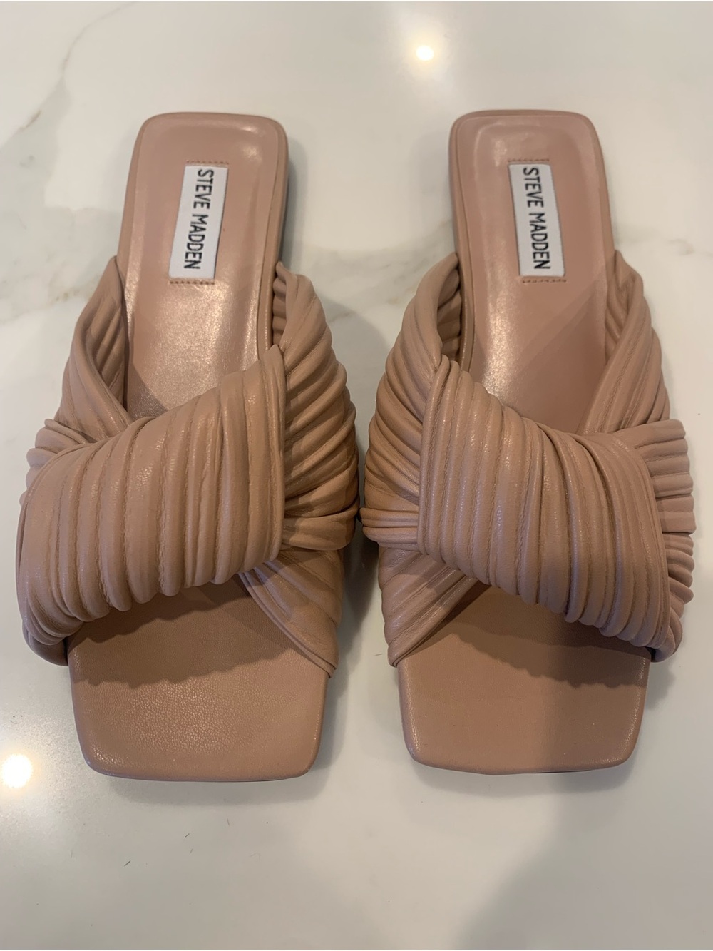 Steve Madden Mentor Blush Nude Knotted Slide Mules